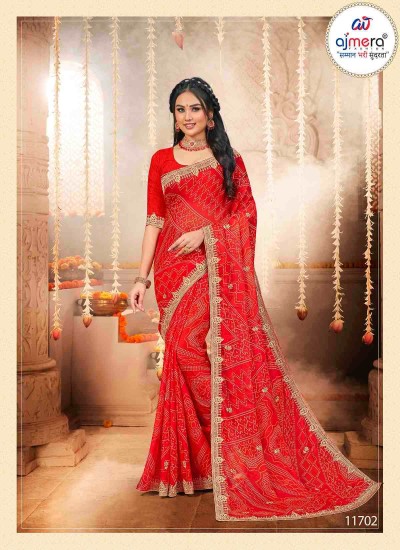 Affordable Bandhani Silk Blend Saree Lightweight Stylish and Comfortable in Nepal