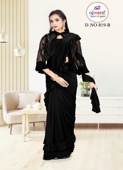Affordable Pre Stitched Sarees for Wholesale Stylish Polyester Georgette Silk Blend and Crepe Options in Surat