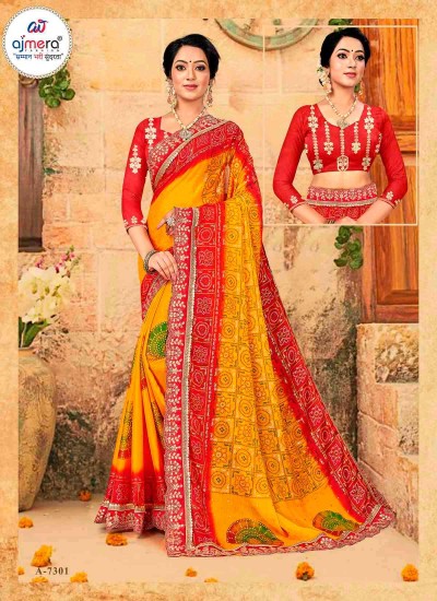 Bandhani Gota Patti Saree Pure Silk Elegance for Weddings and Festive Glamour in Nepal