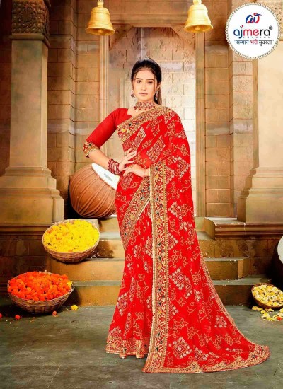 Beautiful Bandhani Saree in Cotton Georgette and Silk for Festive Wear in Nepal