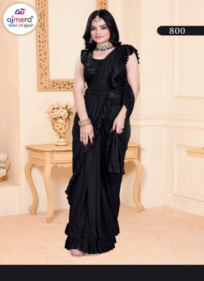 Budget Friendly Pre Stitched Sarees High Quality Polyester Viscose and Rayon from Ajmera Fashion in Surat