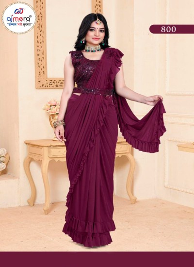 Budget Friendly Pre Stitched Sarees High Quality Polyester Viscose and Rayon from Ajmera Fashion in Surat