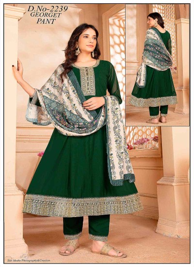 Designer Anarkali Suits for Weddings with Heavy Embroidery and Zari Work by Ajmera Fashion in Surat