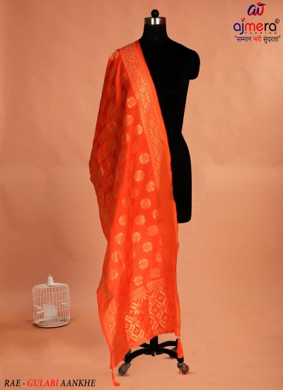 Designer Silk Dupatta with Geometric Motifs and Minimalistic Zari Borders in Nepal