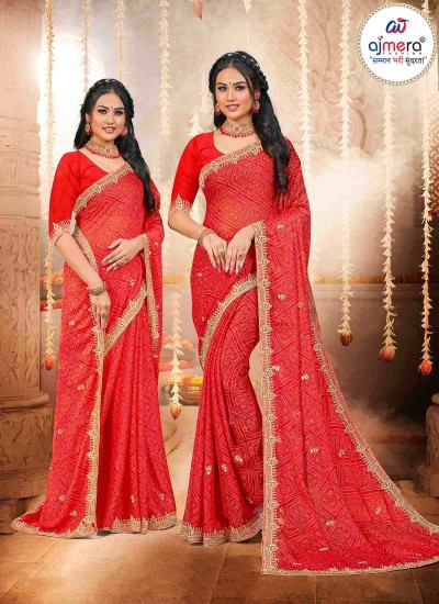 Elegant Fancy Bandhani Silk Saree Handcrafted Beauty with Sequin in Nepal