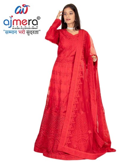 Elegant Long Gown with Dupatta and Intricate Stone Work Embroidery in Surat