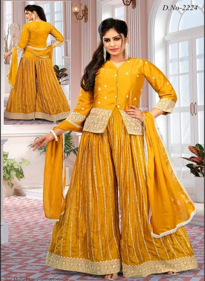 Elegant Sharara Suit Sets for Women in Georgette Chiffon Silk Blend and Net with Embroidery in Surat