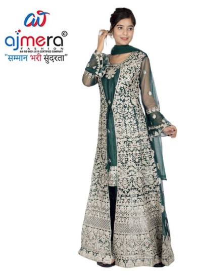 Embroidered Georgette Nyra Cut Kurti with Skirt and Dupatta for Women in Surat