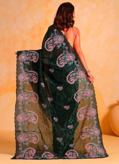 Festive Georgette Party Saree Intricate Thread Embroidery and Arco Cut Work Design in Nepal