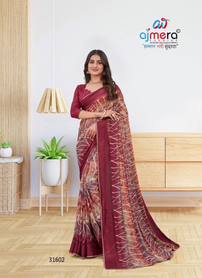 Geogate Chiffon Saree for Women Soft Flowing Fabric with Fancy Design in Surat