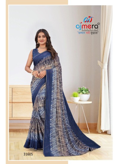 Geogate Chiffon Saree for Women Soft Flowing Fabric with Fancy Design in Surat