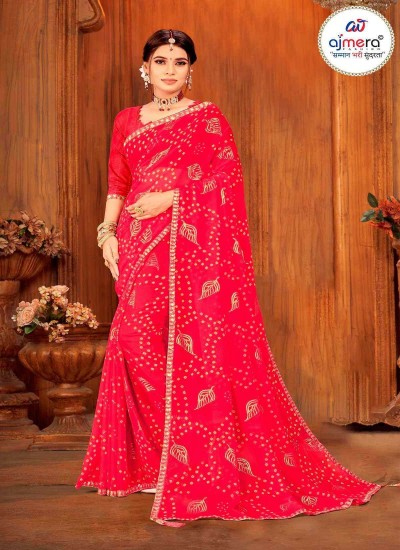 Georgette Saree with Bandhani Design Stylish Comfortable and Easy to Wear in Nepal