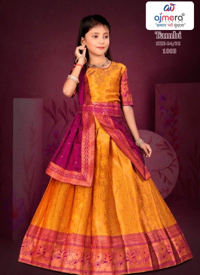 Kids Ethnic Wear Lehenga Choli with Embroidery Mirror Work and Ruffles in Bulk in Nepal