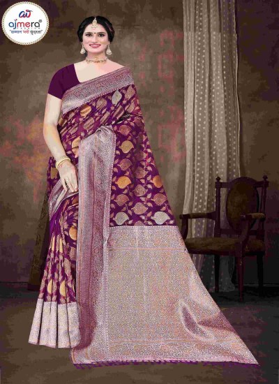 Luxurious Violet Banarasi Silk Saree with Intricate Zari and Paisley Weaves in Surat