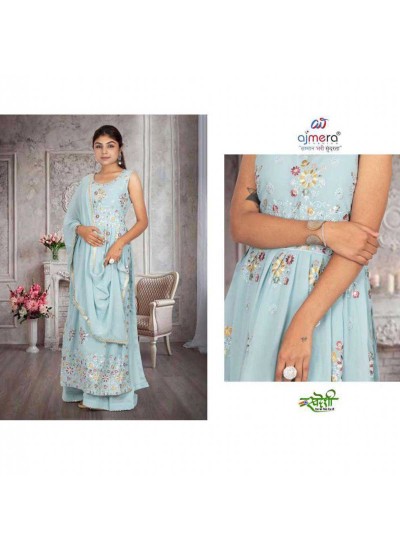 Party Wear Georgette Gown for Women with Intricate Thread Work in Surat