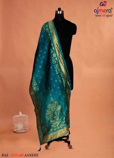 Pure Silk Dupatta with Intricate Embroidery Elegant Borders Perfect for Festivals and Engagements in Surat