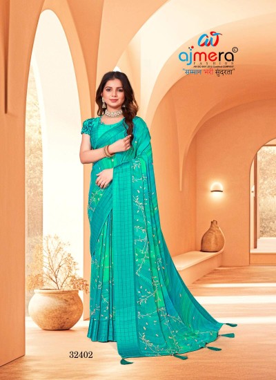 Radiant Viscose Georgette Sarees Flowing Silhouette with Stylish Prints and Embellishments in Nepal