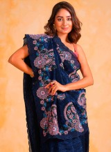 Stunning Blue Georgette Party Wear Saree with Designer Thread Embroidery