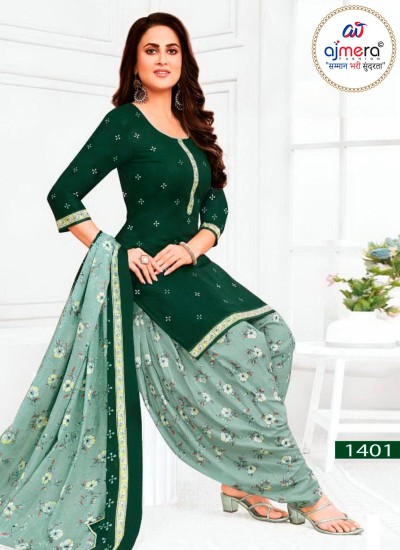 Vibrant Patiala Suit for Women in Cotton or Silk with Embroidered Kameez and Dupatta Set in Surat