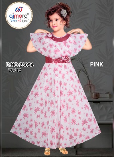 Wholesale Kids Designer Dresses in Cotton Net and Silk Blends from Ajmera Fashion in Surat