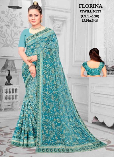 Wholesale Net Sarees with Stunning Embroidery Sequins and Lace Detailing in Nepal